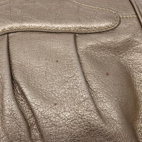Salvatore Ferragamo Gancini Hand Bag Leather Gold Auth 136922